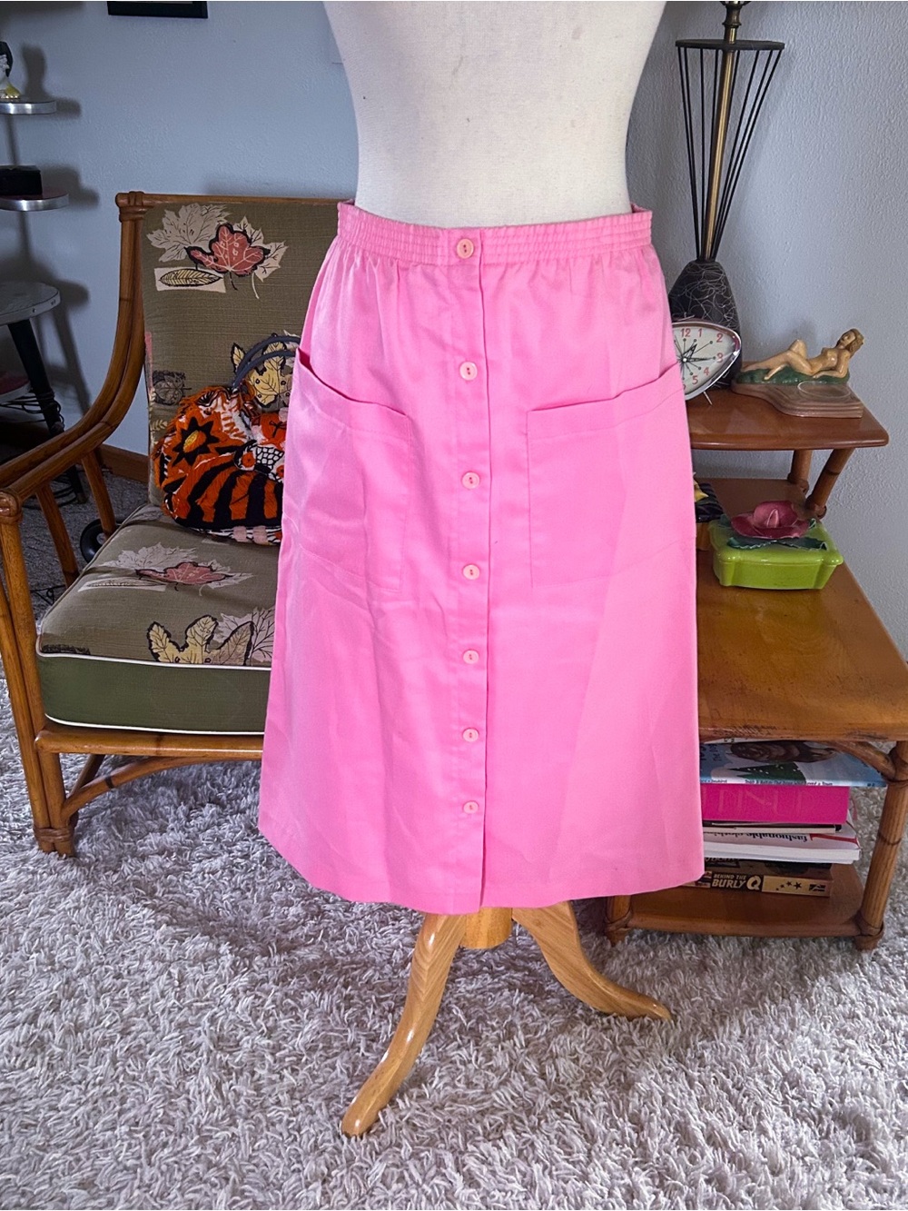 Vintage 1940s Style Skirt | Pink | A-line | M | 40s 70s